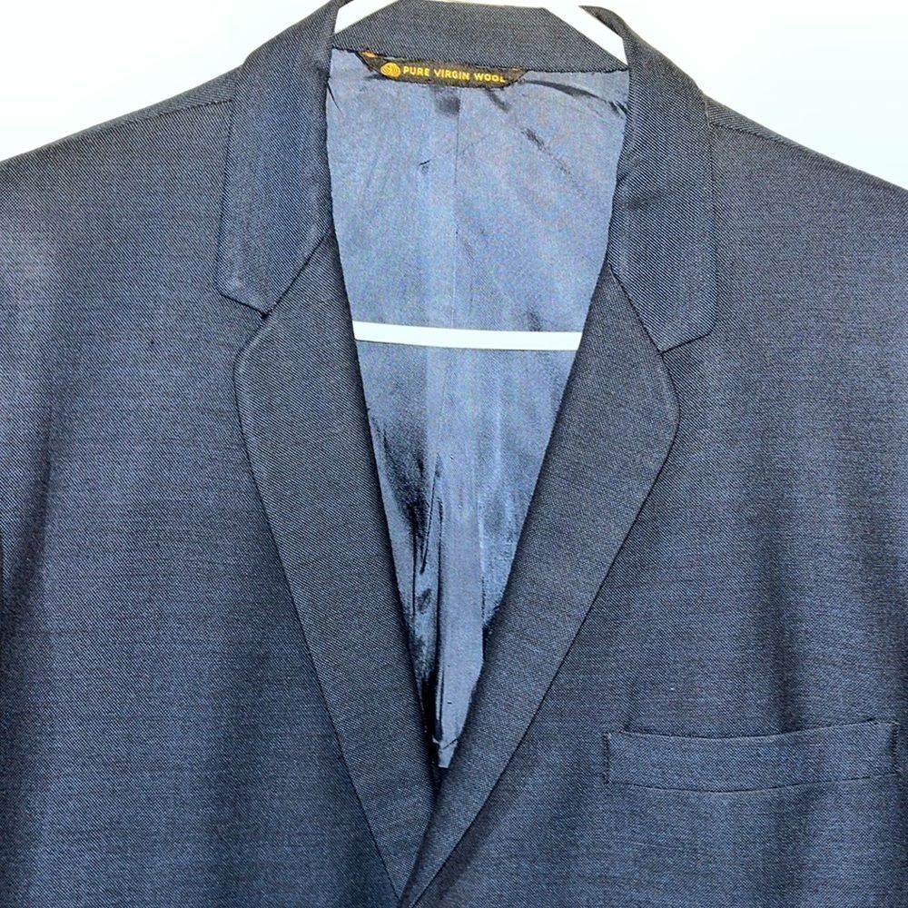 Botany 500 Suit Jacket Mens 2 Button Thin Lapel Blue Couture Coat Classic 42R
